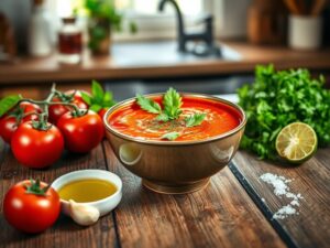 Sopa de Tomate Tropical com Ervas