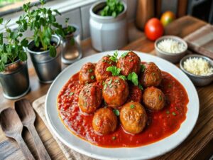 Almôndegas de Carne ao Molho de Tomate com Ervas
