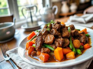 Carne de Panela Suculenta com Legumes Coloridos