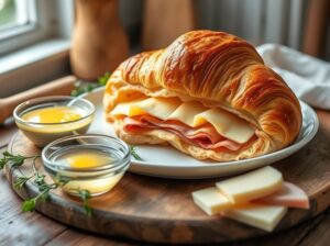 Croissant Recheado com Queijo e Presunto à Moda Francesa