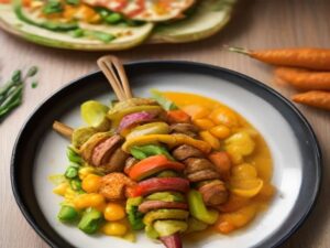 Kebabı Energético com Legumes Assados